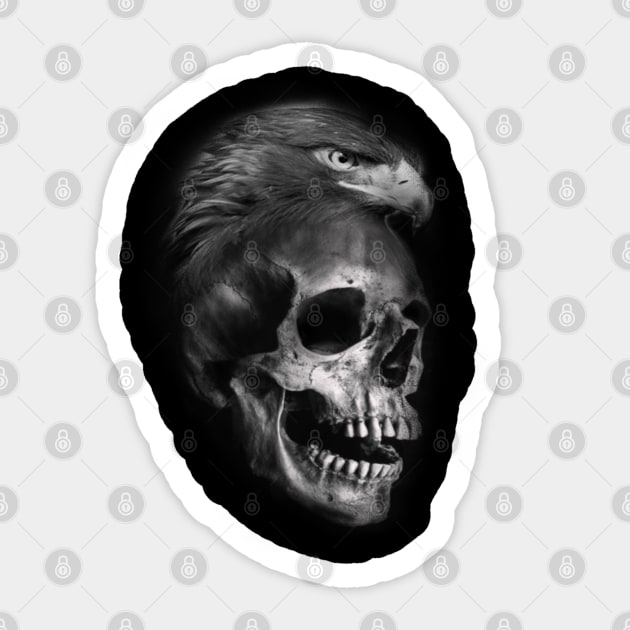 Eagle and Skull Black and Grey Art Sticker by Print Art Station